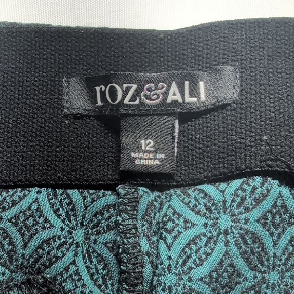 Roz & Ali Teal and Black Patterned Trousers - Picture 2 of 9